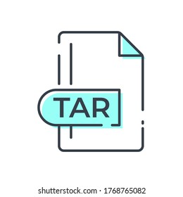 TAR File Format Icon. TAR extension line icon.