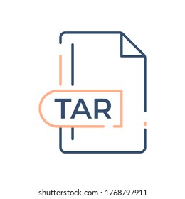 TAR File Format Icon. TAR extension line icon.