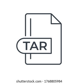 TAR File Format Icon. TAR extension line icon.