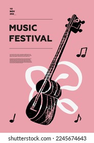 Tar, folk. Afiche del festival de música. Instrumentos musicales de cuerda. Competencia. Un conjunto de ilustraciones vectoriales. Diseño minimalista. Cartel, volante, portada, impresión.	