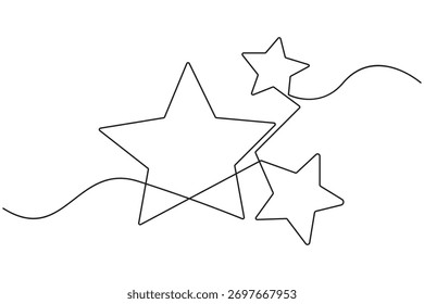 tar line art design with continuous curve minimalist drawing.Simple one line star illustration minimal abstract artwork.Continuous line star shape minimal vector drawing concept.Vector Illustration.