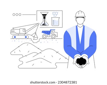 Tar sands abstract concept vector illustration. Worker holding tar sands, unconventional petroleum deposit, oil and gas industry, crude bitumen, molasses substance abstract metaphor.