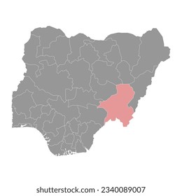 Mapa estatal de Taraba, división administrativa del país de Nigeria. Ilustración vectorial.