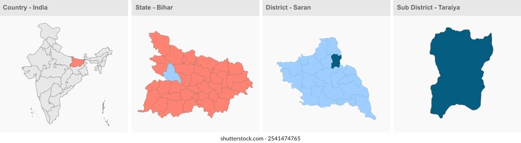 Mapa de Taraiya (Distrito de Saran, Estado de Bihar, República da Índia) ,Distrito de Saran, Estado de Bihar, República da Índia, Governo de Bihar, território indiano, Índia Oriental, política, aldeia, turismo