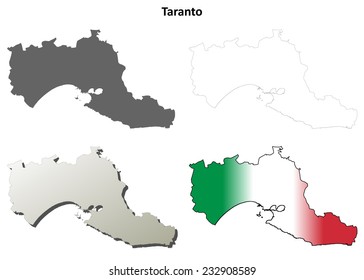 Taranto blank detailed outline map set