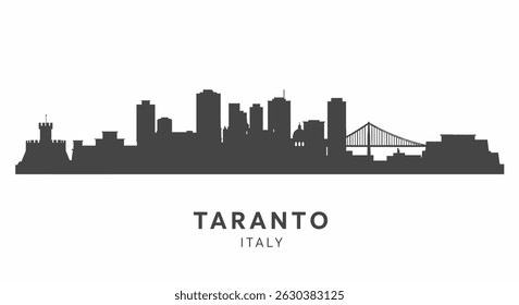 Taranto Italy Cityscape Skyline Silhouette.