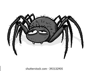 Tarantula, a hand drawn vector illustration of a spider/tarantula with shadow backdrop (editable).
