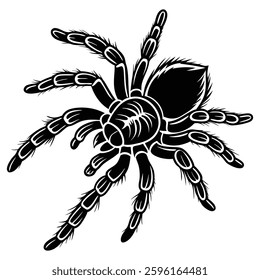 Tarantula silhouettes and icons. Black flat color Tarantula animal vector and illustration.