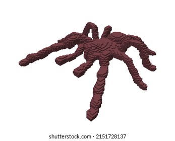 Tarantula spider made from cubes. Voxel art. Futuristic concept. 3d Vector illustration.