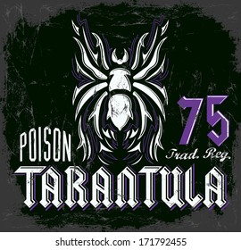 Tarantula vintage lettering design - t shirt print design - vector