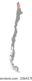 Tarapaca region map, administrative division of Chile.