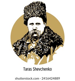 Taras Shevchenko ist ein ukrainischer Dichter, Prosa-Schriftsteller, Denker, Maler, Grafiker, Ethnograf und Persönlichkeit. handgezeichnete Vektorgrafik