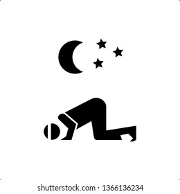 Tarawih Prayer Glyph Icon. Ramadan Kareem