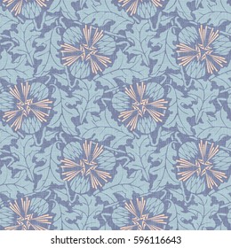 Taraxacum violet seamless pattern background vector. Dandelion wallpaper 