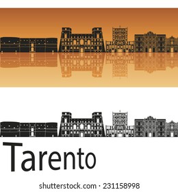 Tarento skyline in orange background in editable vector file
