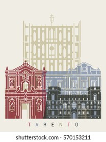Tarento skyline poster in editable vector file