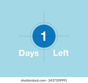 Target 1 Days left. Remaining days marker, target illustration, time focus for remaining days