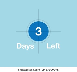 Target 3 Days left. Remaining days marker, target illustration, time focus for remaining days