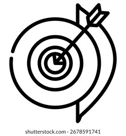 Target Achieved web icon in outline sstyle