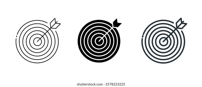 Target Achievement Icon – Goal and Precision Symbol, Editable Stroke.