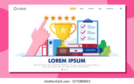 Target achievement landing page website illustration vector flat design 