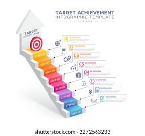 target achievement staircase infographic steps template background 