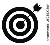 Target Achievement vector icon, bullseye and dart icon, goal setting and success illustration. Solid Icon.