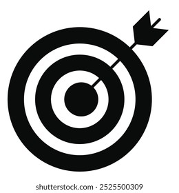 Target Achievement vector icon, bullseye and dart icon, goal setting and success illustration. Solid Icon.