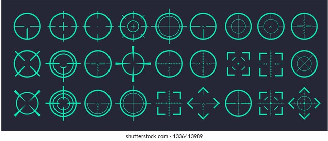 Target aim and aiming to bullseye signs symbol.Creative vector illustration of crosshairs icon set isolated on transparent background. Art design. Vector illustration 10 eps.