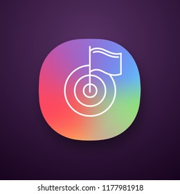 Target, aim app icon. UI/UX user interface. Goal setting. Achievement. Goal achieving. Web or mobile application. Vector isolated illustration