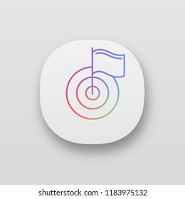 Target, aim app icon. UI/UX user interface. Goal setting. Achievement. Goal achieving. Web or mobile application. Vector isolated illustration