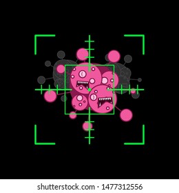 Target aim cancerous cells to kill. Cancer awareness concept.