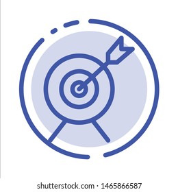 Target, Aim, Goal Blue Dotted Line Line Icon. Vector Icon Template background