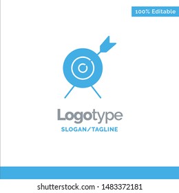 Target, Aim, Goal Blue Solid Logo Template. Place for Tagline