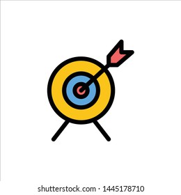 Target, Aim, Goal  Flat Color Icon. Vector icon banner Template