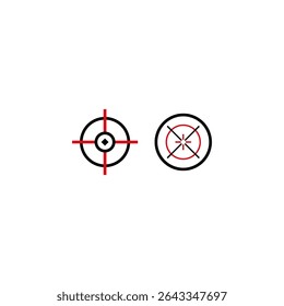 Target aim icon. Bullseye focus symbol. Vector scope element. Precision goal mark.