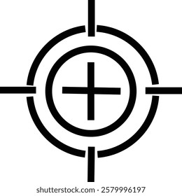 Target and aim icon , bullseye vector, crosshair precision, accuracy, and focus icon for aiming, archery, shooting, or navigation style modern graphic elements, isolated on transparent background,