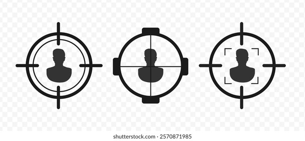 Target and aim icon. Aim gun big set. Red Crosshair. Shooting of firearms. Precisely target. Successfully target. Shooting of firearms