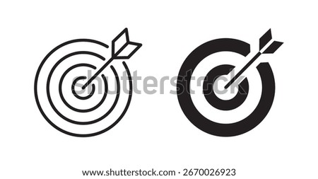 Target and aim icon set,, target with an arrow icon . 
