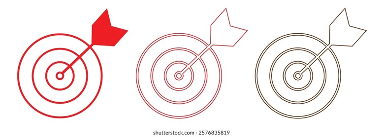 Target and aim icon set, crosshair, bullseye vector, precision, accuracy, and focus icon for aiming, archery, shooting, or navigation . Vector Illustration .