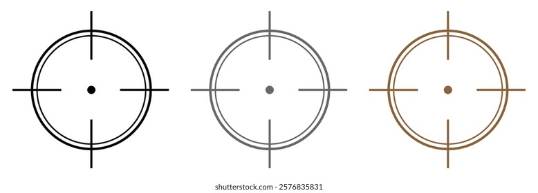 Target and aim icon set, crosshair, bullseye vector, precision, accuracy, and focus icon for aiming, archery, shooting, or navigation . Vector Illustration .