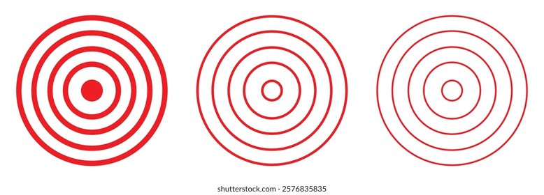 Target and aim icon set, crosshair, bullseye vector, precision, accuracy, and focus icon for aiming, archery, shooting, or navigation . Vector Illustration .