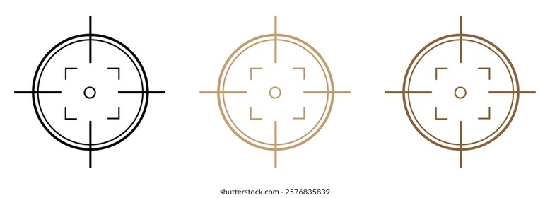 Target and aim icon set, crosshair, bullseye vector, precision, accuracy, and focus icon for aiming, archery, shooting, or navigation . Vector Illustration .