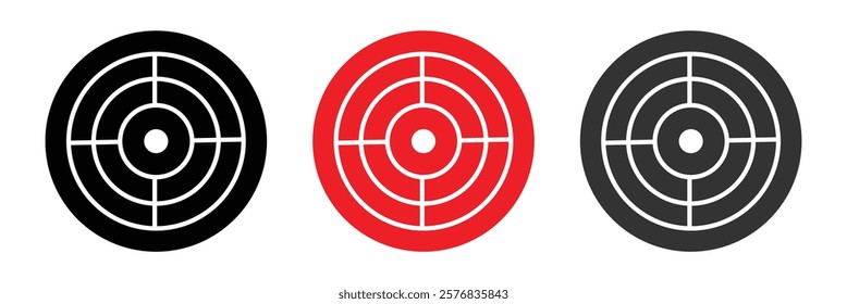 Target and aim icon set, crosshair, bullseye vector, precision, accuracy, and focus icon for aiming, archery, shooting, or navigation . Vector Illustration .