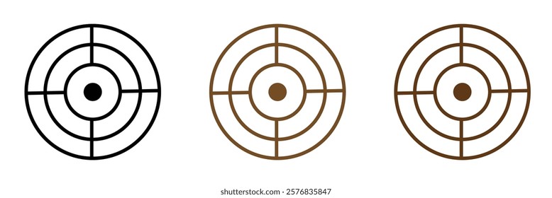 Target and aim icon set, crosshair, bullseye vector, precision, accuracy, and focus icon for aiming, archery, shooting, or navigation . Vector Illustration .