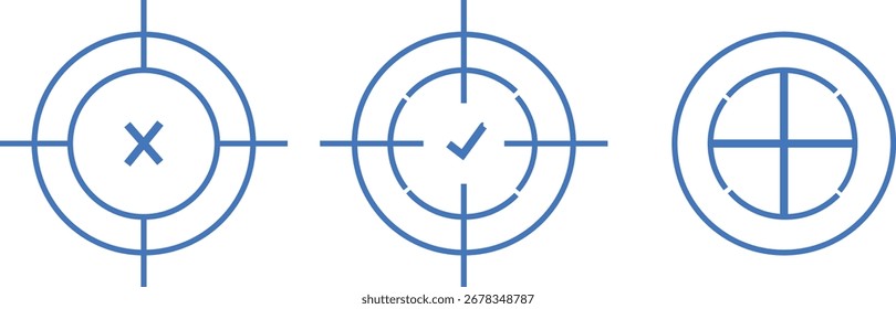 Conjunto de iconos de objetivo y puntería, Símbolo de trazo editable, íconos de objetivo, diseño de Vector de símbolos de disparo, Vector de silueta de ícono de objetivo moderno EPS10 ilustración,
