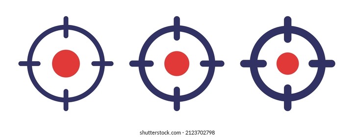 Zielsymbol einzeln auf weißem Hintergrund. Fokussieren Sie das Zielsymbol.