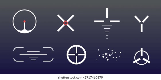 Target Aim Icon Set – Símbolos de precisión para Juegos e interfaz de usuario moderna