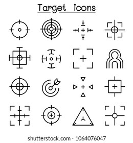 Target & Aim icon set in thin line style