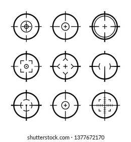 Target Aim Icons Military Set. Crosshair Target Weapon Sniper Army Sight For Gun Or Rifle.